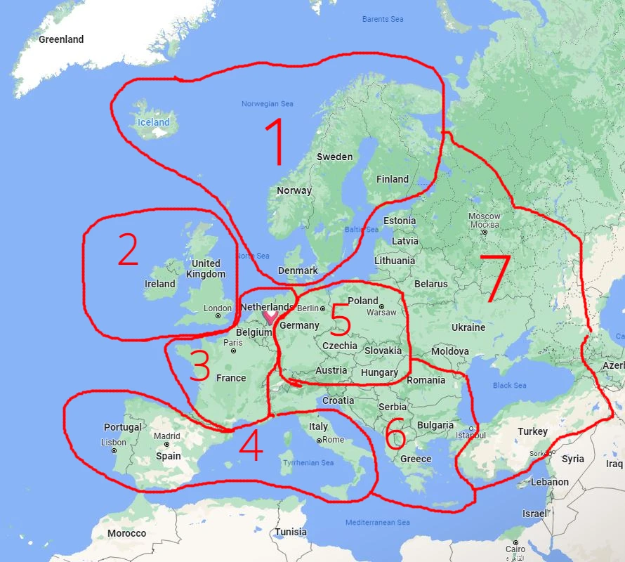خريطة اوروبا مع الدول والحدود